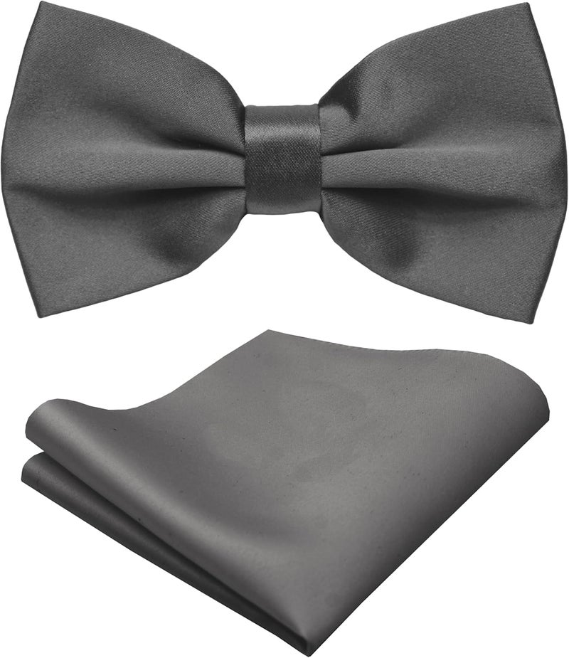 Trilece Bow Ties for Men - Mens Solid Color Formal Pre Tied Bowtie and Pocket Square Sets - Mens Bowties Bow Tie Sets - Image 1